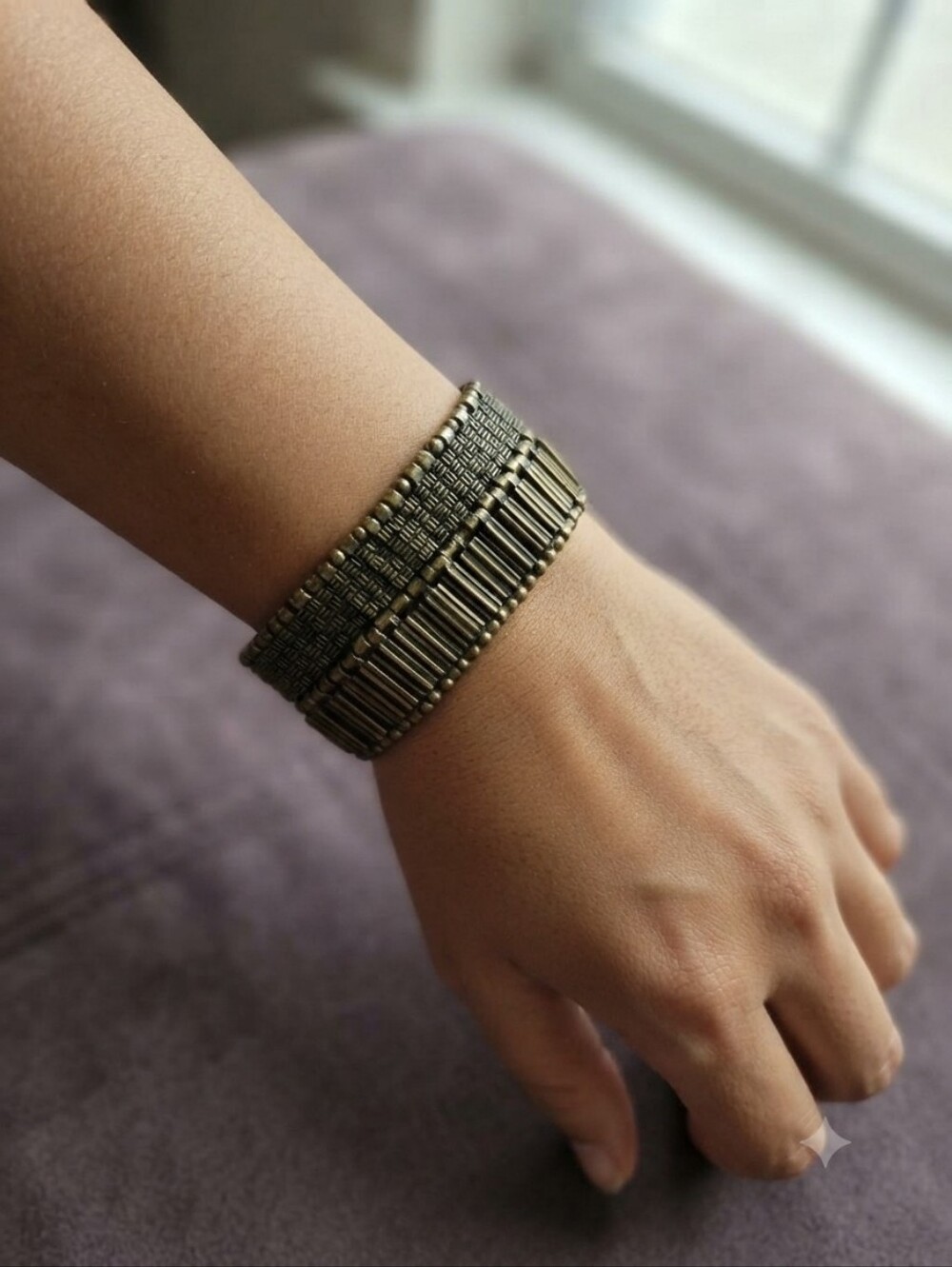 Premier Designs Antique Gold-Tone Wide Stretch Bracelet